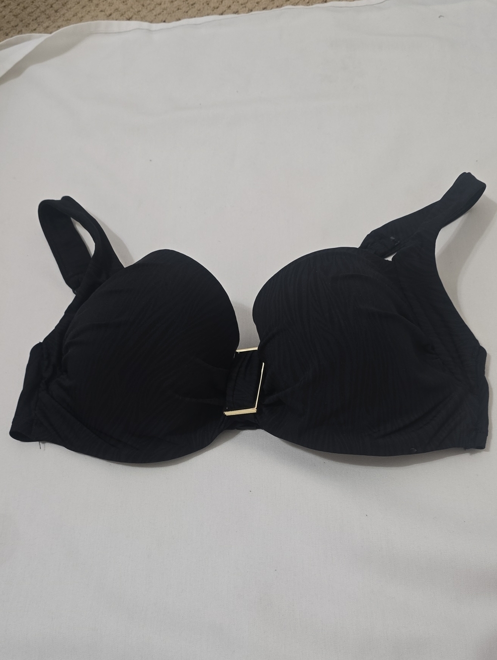 Panache Black Bra with Gold Buckle Accent 34D